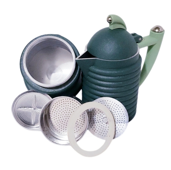 RARE Vintage Musk Green Calderoni Fratelli Happy Day Stovetop Espresso Maker New - Picture 10 of 13